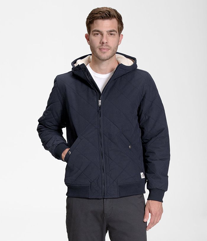 The North Face Puffer Jacket Cuchillo Insulated Full Zip Hoodie Navy - Mens - Thailand THJRC-2957